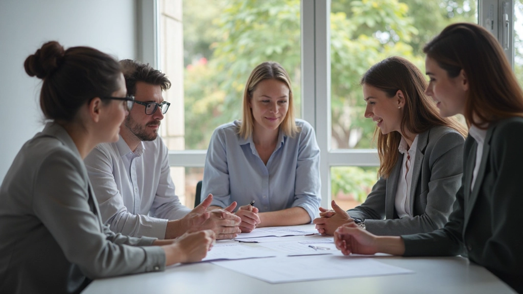 Профессиональная фотография группы людей, работающих вместе в командной атмосфере